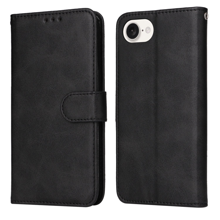 For iPhone 16e Classic Calf Texture Flip Leather Phone Case(Black)