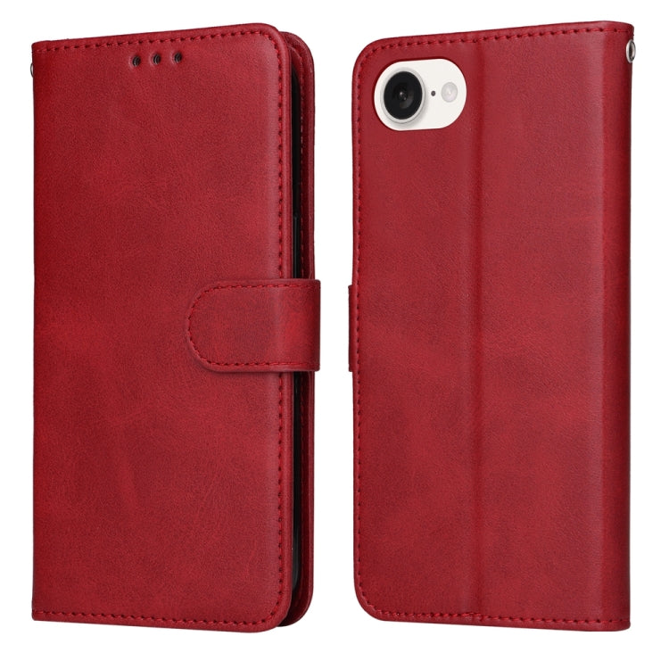 For iPhone 16e Classic Calf Texture Flip Leather Phone Case(Red)