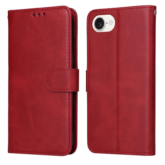 For iPhone 16e Classic Calf Texture Flip Leather Phone Case(Red)
