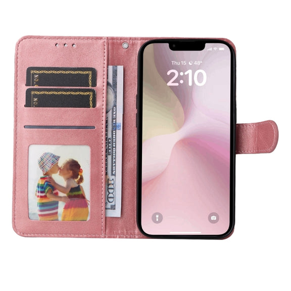 For iPhone 16e Classic Calf Texture Flip Leather Phone Case(Rose Gold)