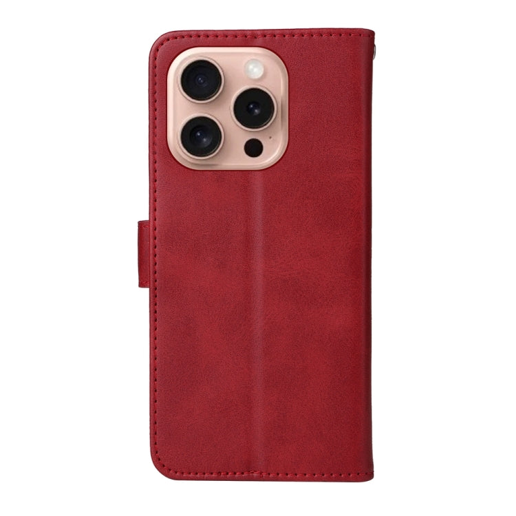 For iPhone 16 Pro Classic Calf Texture Flip Leather Phone Case(Red)