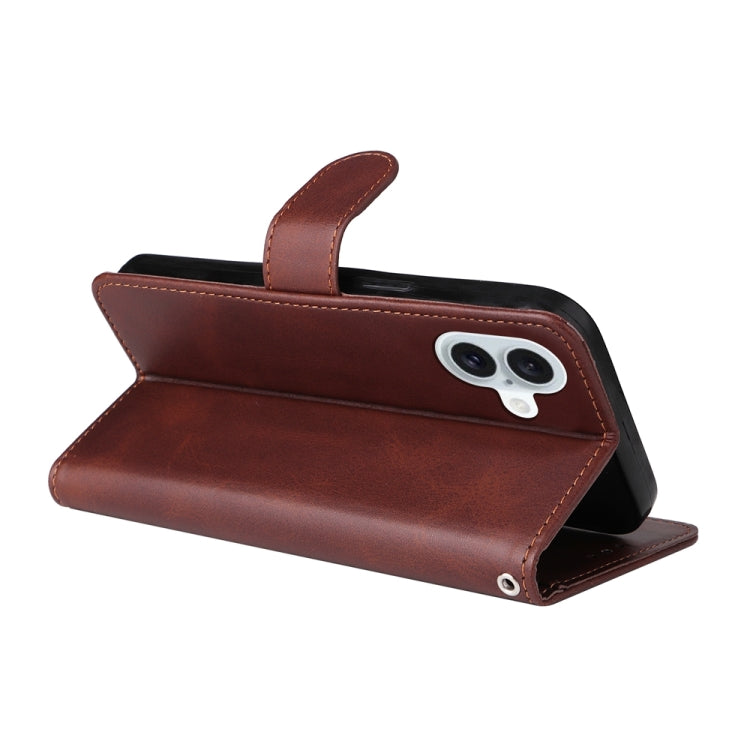 For iPhone 16 Plus Classic Calf Texture Flip Leather Phone Case(Brown)