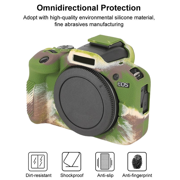 For Canon EOS R100 Litchi Texture Soft Silicone Protective Case(Camouflage)