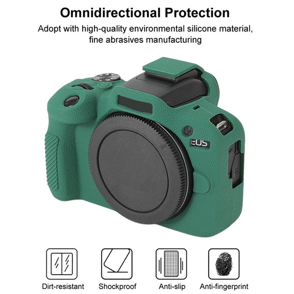For Canon EOS R100 Litchi Texture Soft Silicone Protective Case(Green)