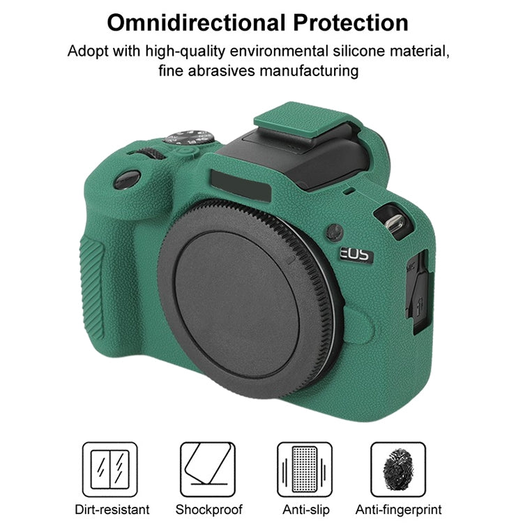 For Canon EOS R100 Litchi Texture Soft Silicone Protective Case(Green)