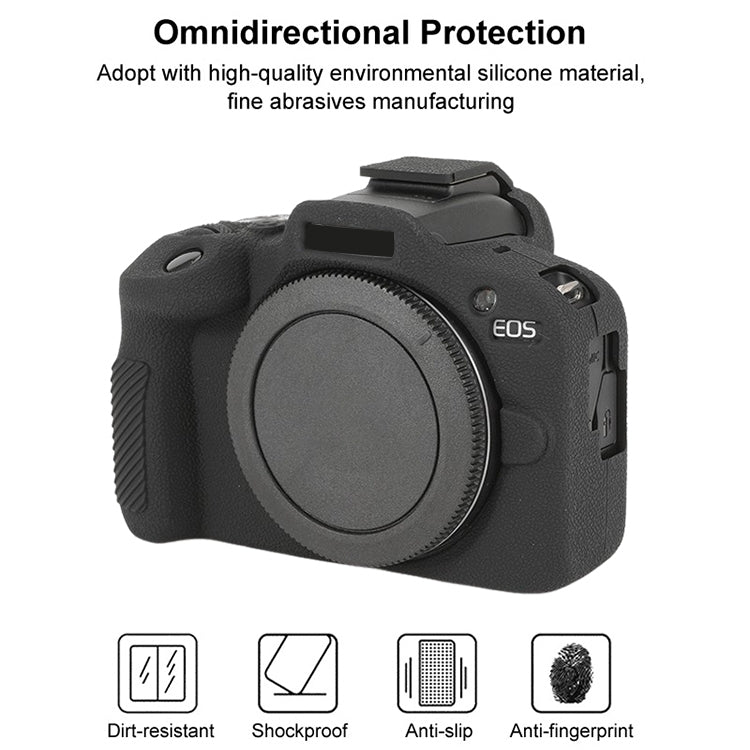 For Canon EOS R100 Litchi Texture Soft Silicone Protective Case(Black)
