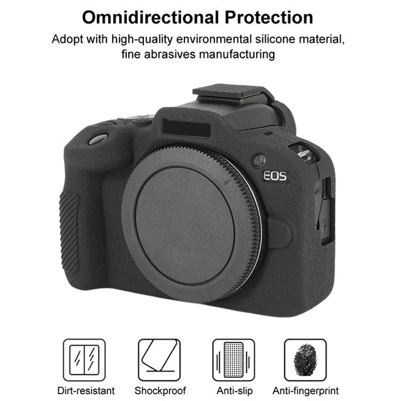 For Canon EOS R100 Litchi Texture Soft Silicone Protective Case(Black)