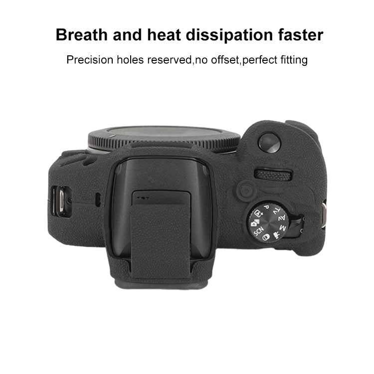 For Canon EOS R100 Litchi Texture Soft Silicone Protective Case(Black)