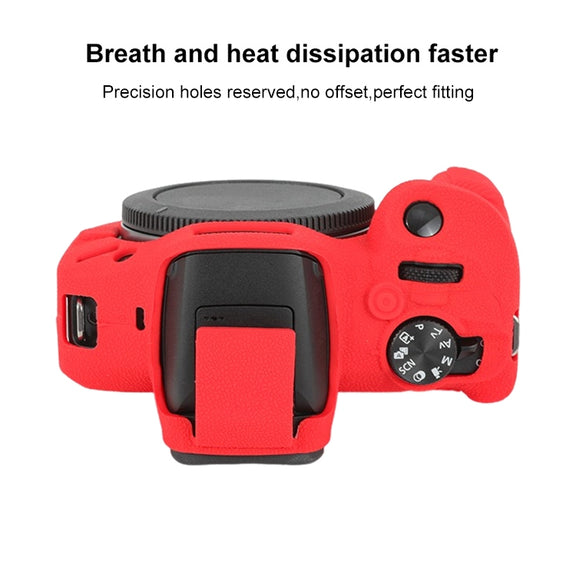 For Canon EOS R100 Litchi Texture Soft Silicone Protective Case(Red)