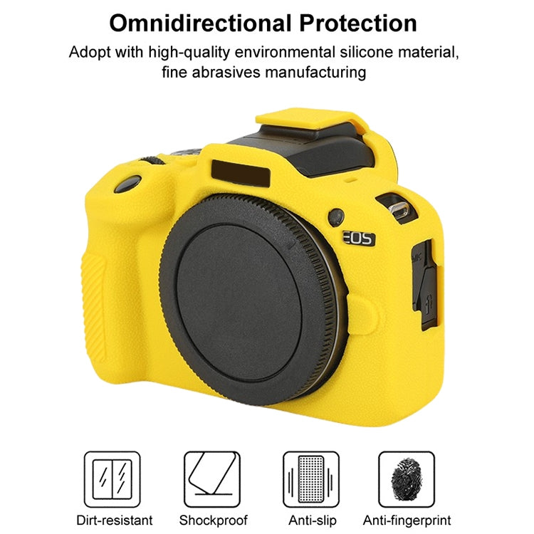 For Canon EOS R100 Litchi Texture Soft Silicone Protective Case(Yellow)