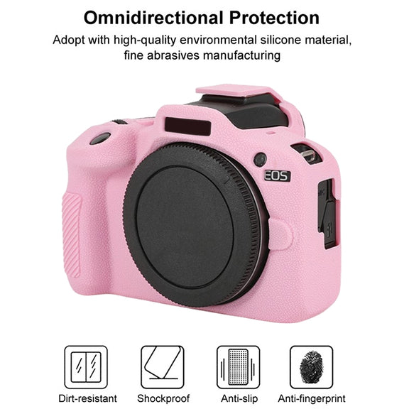 For Canon EOS R100 Litchi Texture Soft Silicone Protective Case(Pink)