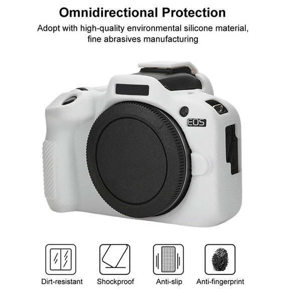 For Canon EOS R100 Litchi Texture Soft Silicone Protective Case(White)