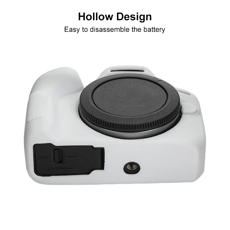 For Canon EOS R100 Litchi Texture Soft Silicone Protective Case(White)