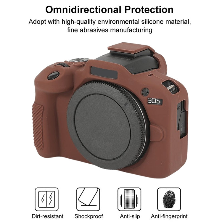 For Canon EOS R100 Glossy Soft Silicone Protective Case(Coffee)