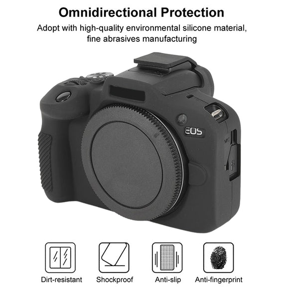 For Canon EOS R100 Glossy Soft Silicone Protective Case(Black)
