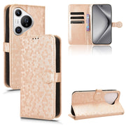 For Huawei Pura 70 Honeycomb Dot Texture Leather Phone Case(Gold)