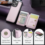 For iPhone 16 Pro Max JEEHOOD J05 Business Magnetic Style RFID Leather Phone Case(Pink)