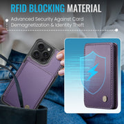 For iPhone 16 Pro JEEHOOD J05 Business Magnetic Style RFID Leather Phone Case(Purple)