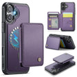 For iPhone 16 JEEHOOD J05 Business Magnetic Style RFID Leather Phone Case(Purple) - free shipping - PMC TechLife - Order now!