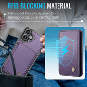 For iPhone 16 JEEHOOD J05 Business Magnetic Style RFID Leather Phone Case(Purple)