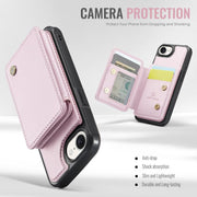 For iPhone 16e JEEHOOD J05 Business Magnetic Style RFID Leather Phone Case(Pink)