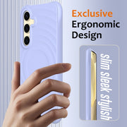 For Samsung Galaxy S25 5G Wave Texture MagSafe Magnetic Liquid Silicone Phone Case(Purple)