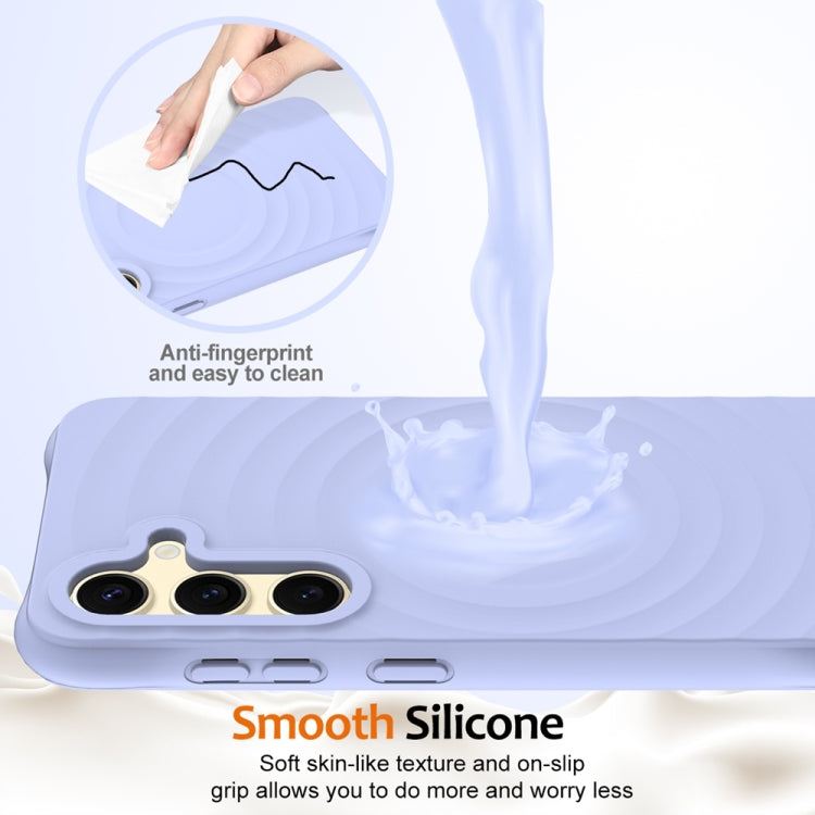 For Samsung Galaxy S25 5G Wave Texture MagSafe Magnetic Liquid Silicone Phone Case(Purple)