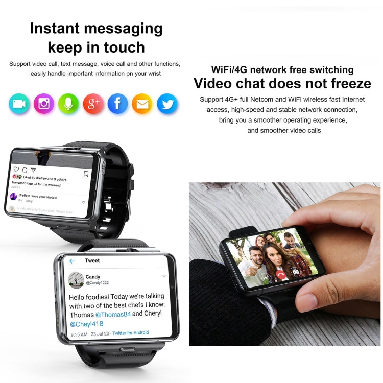 UNIWA DM200, 4GB+64GB, 2.88 inch Android 9.0 Smart Watch Phone, MT6761 Quad Core, Network: 4G(Black)