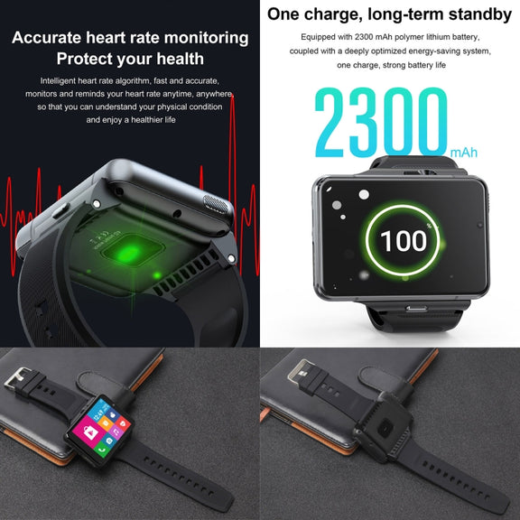 UNIWA DM200, 4GB+64GB, 2.88 inch Android 9.0 Smart Watch Phone, MT6761 Quad Core, Network: 4G(Black)