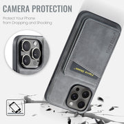 For iPhone 16 Pro Max Fierre Shann Cowhide Vertical Flip Magnetic Card Holder Phone Case(Grey)