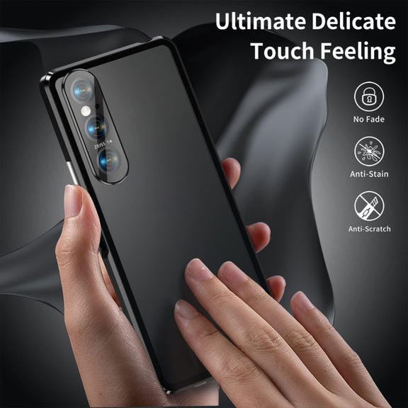 For Sony Xperia 1 V HD Magnetic Metal Tempered Glass Phone Case(Black)
