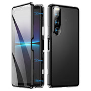 For Sony Xperia 10 V HD Magnetic Metal Tempered Glass Phone Case(Black)