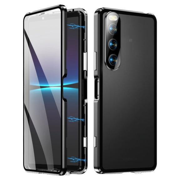 For Sony Xperia 10 V HD Magnetic Metal Tempered Glass Phone Case(Black)