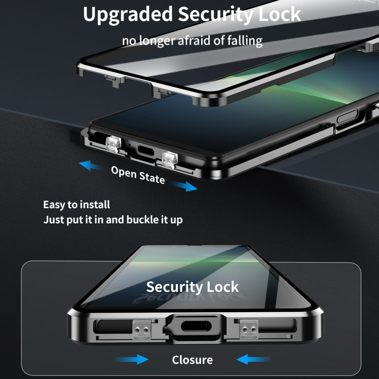 For Sony Xperia 10 VI HD Magnetic Metal Tempered Glass Phone Case(Black)