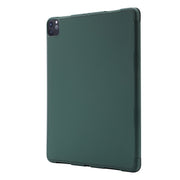 For iPad Pro 11 2024 Skin Feel Tri-fold Leather Tablet Case with Pen Slot(Dark Green)
