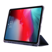 For iPad Pro 13 2024 Skin Feel Tri-fold Leather Tablet Case with Pen Slot(Lavender)