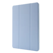For iPad Air 11 2024 Skin Feel Tri-fold Leather Tablet Case with Pen Slot(Light Blue)