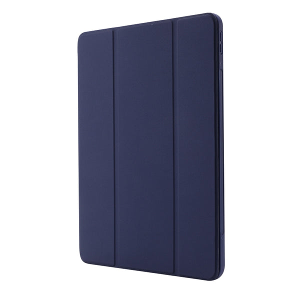 For iPad Air 13 2025 / 2024 Skin Feel Tri-fold Leather Tablet Case with Pen Slot(Dark Blue)