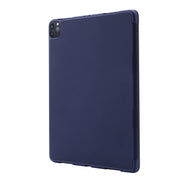 For iPad Air 13 2025 / 2024 Skin Feel Tri-fold Leather Tablet Case with Pen Slot(Dark Blue)
