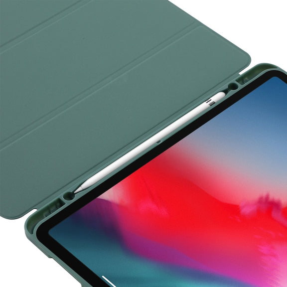 For iPad Pro 13 2024 Skin Feel Tri-fold Leather Tablet Case with Pen Slot(Lavender)