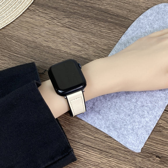For Apple Watch Series 10 46mm Trapezoid Fold Magnetic Buckle Silicone PU Watch Band(Pink)