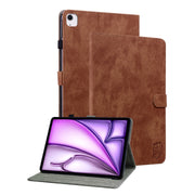 For iPad Air 13 2025 / 2024 Embossed Tiger Pattern Leather Tablet Case(Brown)