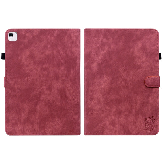 For iPad Air 13 2025 / 2024 Embossed Tiger Pattern Leather Tablet Case(Red)