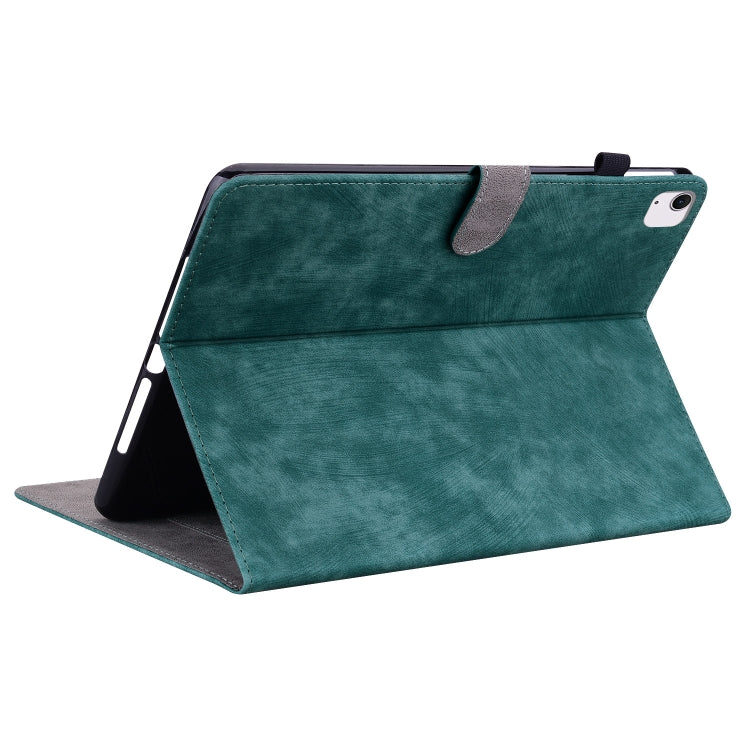 For iPad Air 13 2024 Embossed Tiger Pattern Leather Tablet Case(Dark Green)