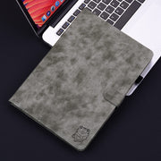 For iPad Air 11 2024 Embossed Tiger Pattern Leather Tablet Case(Grey)