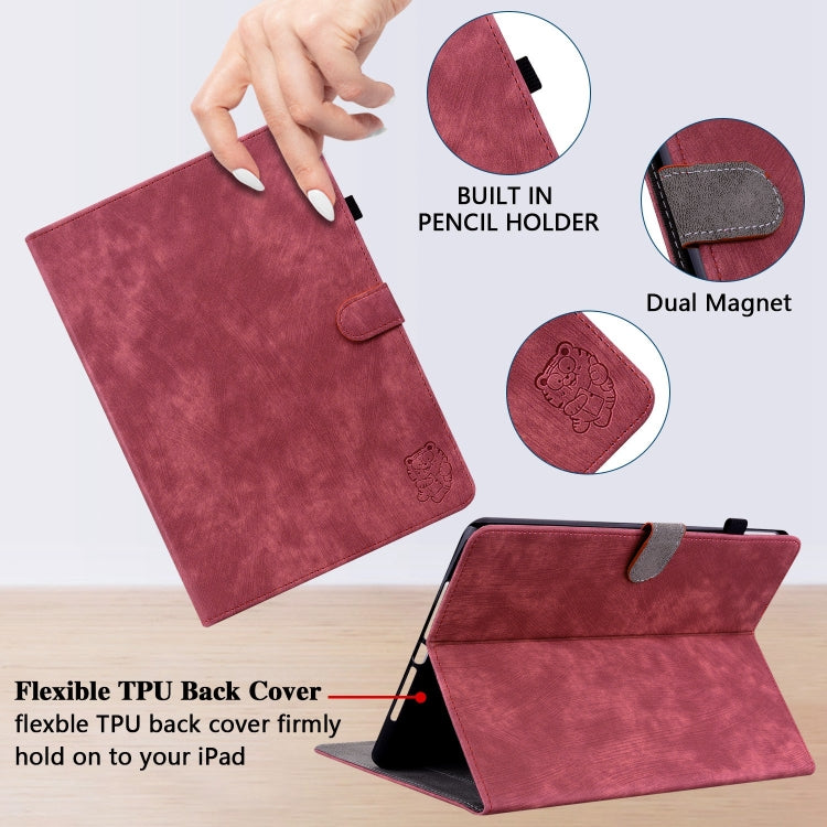 For iPad Air 11 2025 / 2024 Embossed Tiger Pattern Leather Tablet Case(Red)