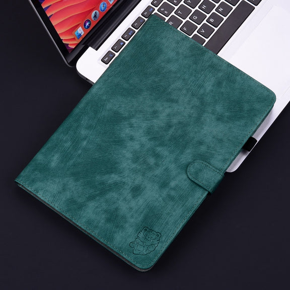 For iPad Air 11 2025 / 2024 Embossed Tiger Pattern Leather Tablet Case(Dark Green)