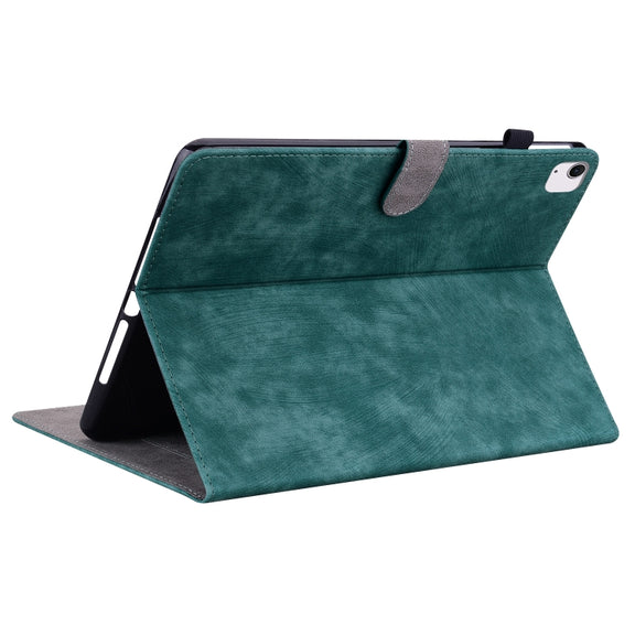 For iPad Air 11 2025 / 2024 Embossed Tiger Pattern Leather Tablet Case(Dark Green)