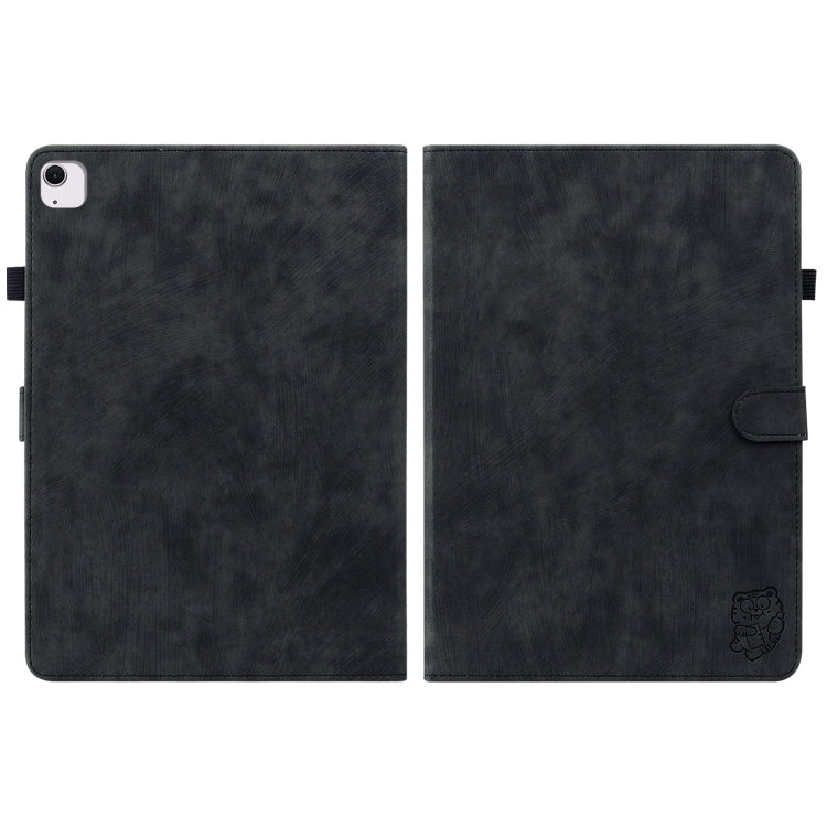For iPad Air 11 2024 Embossed Tiger Pattern Leather Tablet Case(Black)