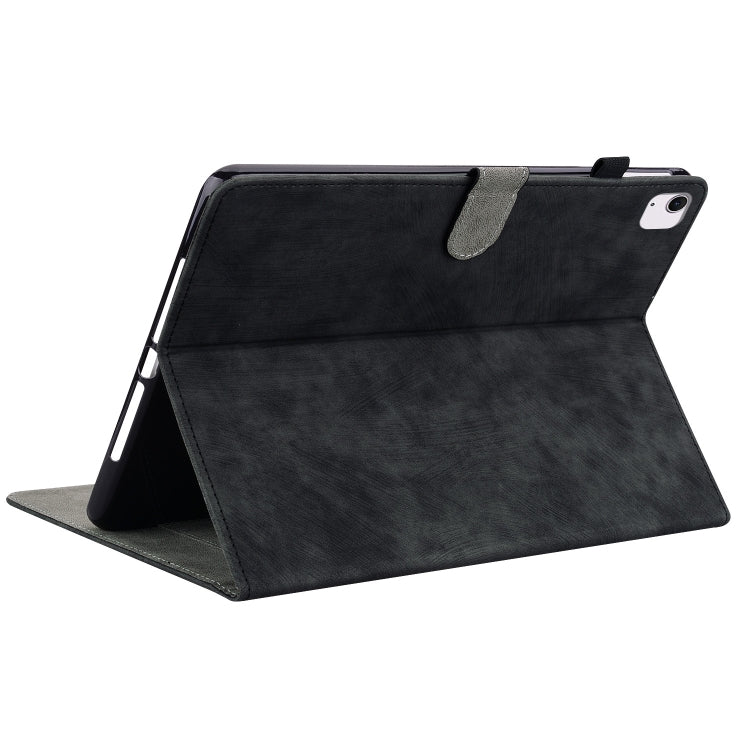 For iPad Air 11 2024 Embossed Tiger Pattern Leather Tablet Case(Black)